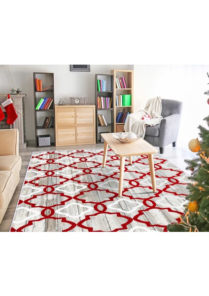 Inci Christmas Saçaksız Yıkanabilir Kaymaz Taban Halı Chr-12