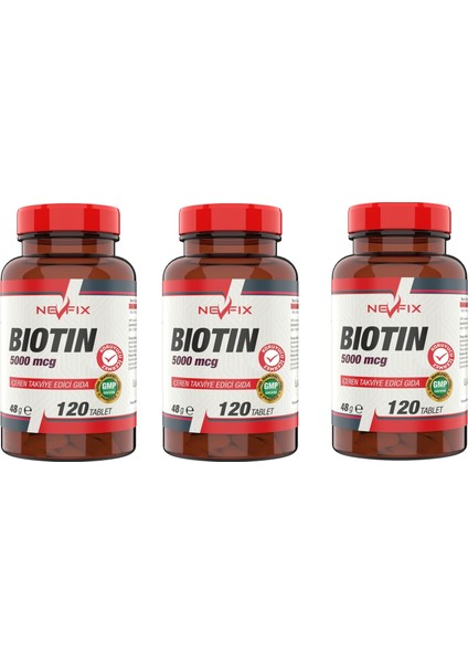 Biotin 5000 Mcg (3 Kutu) 120 Tablet