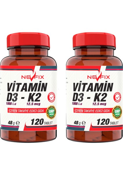 Vitamin D3-K2 (2 Kutu) 120 Tablet