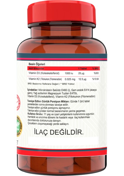 Vitamin D3-K2 (2 Kutu) 120 Tablet