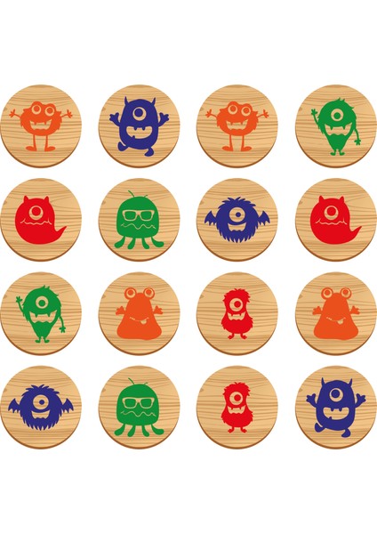 Memory Game Monsters - Ahşap Canavarlar