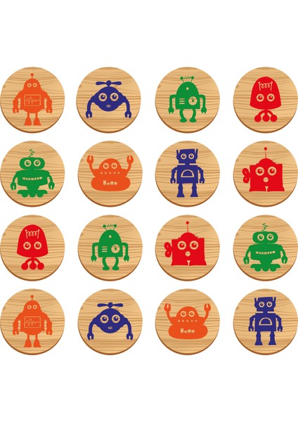 Memory Game Robots - Ahşap Robotlar