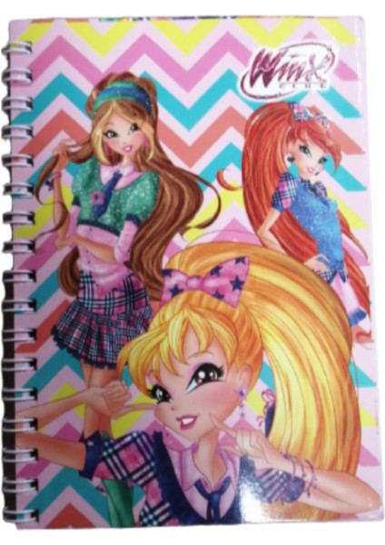 Winx Club Spiralli A6 Karton Kapak Not Defteri 80 Yaprak Çizgili