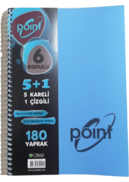 5+1 Defter Plastik Kapak Spralli A4 5 Kare 1 Çizgili 180 Yaprak Mavi