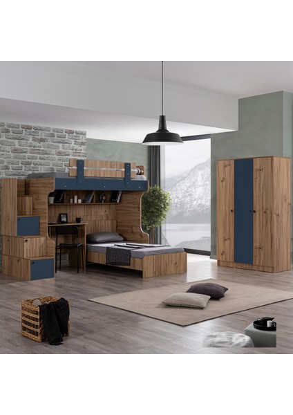 Riva Ranza Karyola Çalışma Masası 3 Kapaklı Dolap