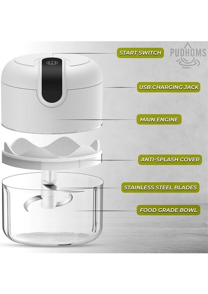 Mini Gıda Doğrayıcı İçin Sarımsak Kıyma Makinesi 250 ml (Yurt Dışından)