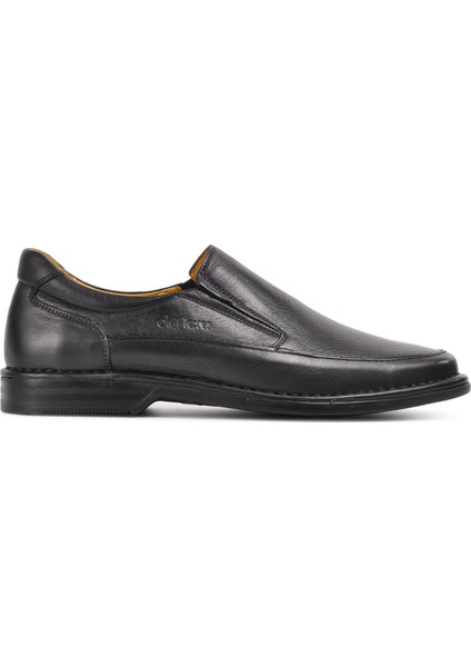 061603 Siyah Deri Erkek Slip On Ayakkabı