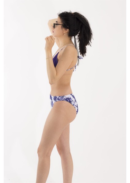 Mor Beyaz Tasarımlı Bikini Takımı fiyatları