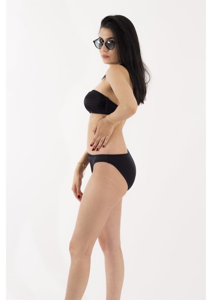 Siyah Boyundan Bağlamalı Şık Tasarım Bikini Takım