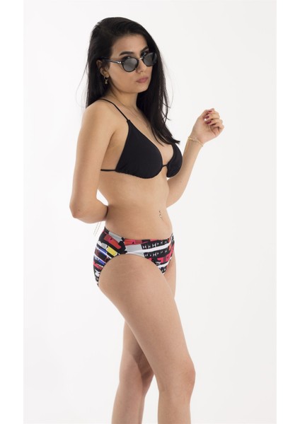Renkli Tasarım Altlı Siyah Bikini Takım fiyatları