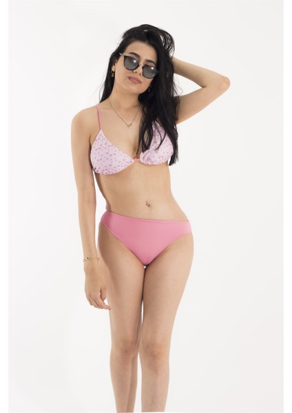 Pembe Desenli Bikini Takım