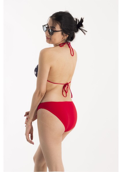 Yıldız Desenli Mavi Kırmızı Bikini Takım modelleri