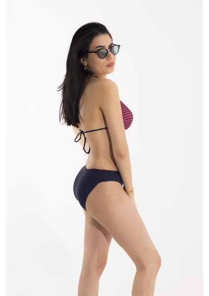 Mavi Üzeri Pembe Çizgili Bikini Takım fiyatları