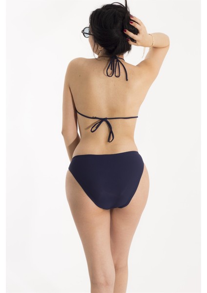 Mavi Üzeri Pembe Çizgili Bikini Takım modelleri