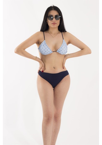 Okyanus Mavisi Şık Tasarımlı Bikini Takım