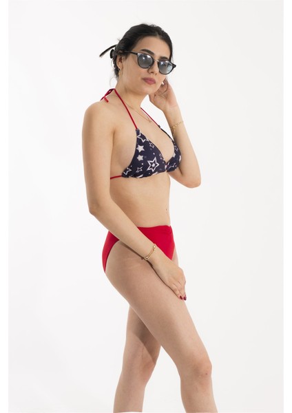 Yıldız Desenli Mavi Kırmızı Bikini Takım fiyatları