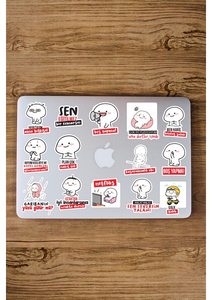 Komik Quby Pentol Temalı Telefon Laptop Notebook Tablet Sticker Seti 14 Adet