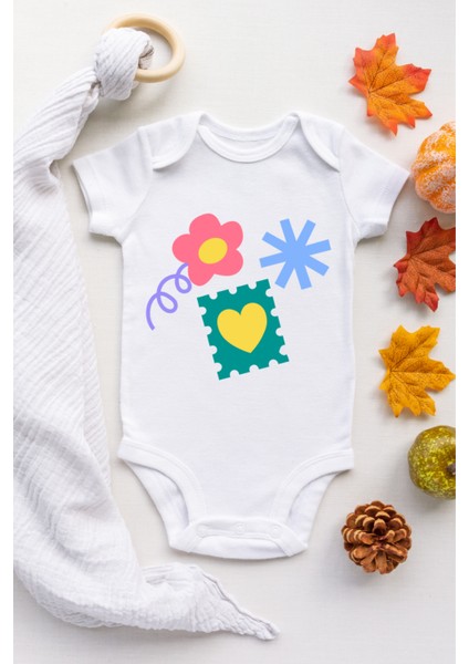 Üçlü Arajman Desenli Organik Çıtçıtlı Body