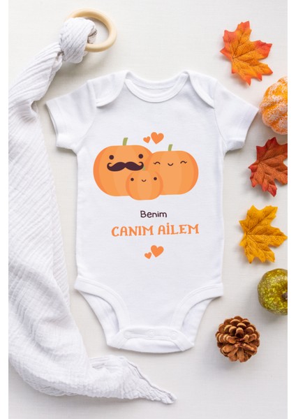 Benim Canım Ailem Desenli Organik Çıtçıtlı Body