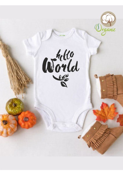 Hello World Desenli Organik Çıtçıtlı Body