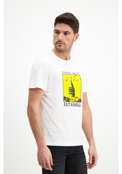 Erkek Bisiklet Yaka Baskılı T-Shirt modelleri