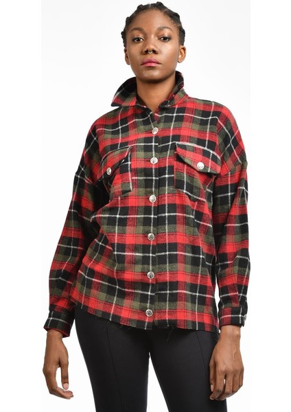 Kadın Ekose Gömlek - Kırmızı Kırmızı - S fırsatları