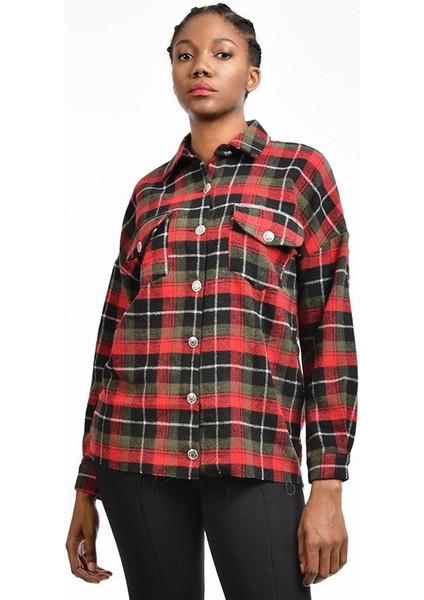 Kadın Ekose Gömlek - Kırmızı Kırmızı - S indirimleri