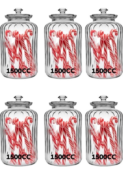 Viva Cam Kapaklı 1500 cc 6 Lı Kavanoz Saklama Kabı