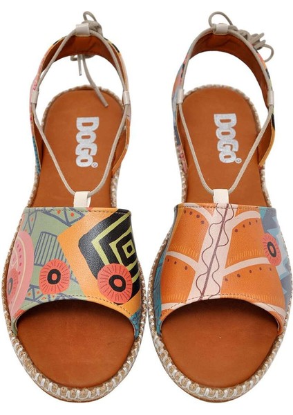 Kadın Vegan Deri Turuncu Bağcıklı Sandalet - Welcome to the Tribe Tasarım