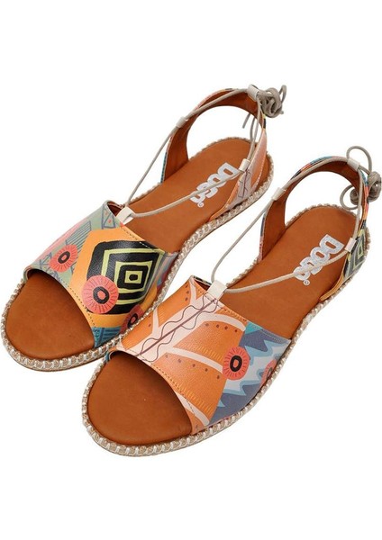 Kadın Vegan Deri Turuncu Bağcıklı Sandalet - Welcome to the Tribe Tasarım fiyatları