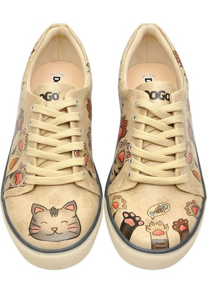 Kadın Vegan Deri Bej Sneakers - Yummy Tasarım