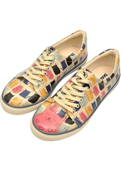 Kadın Vegan Deri Çok Renkli Sneakers - Meow Meow Tasarım fiyatları