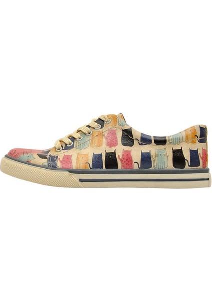 Kadın Vegan Deri Çok Renkli Sneakers - Meow Meow Tasarım modelleri