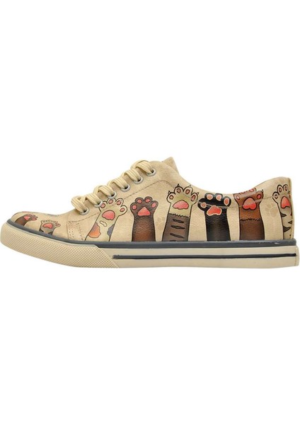 Kadın Vegan Deri Bej Sneakers - Yummy Tasarım modelleri