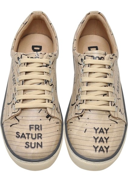 Kadın Vegan Deri Bej Sneakers - Yay Tasarım