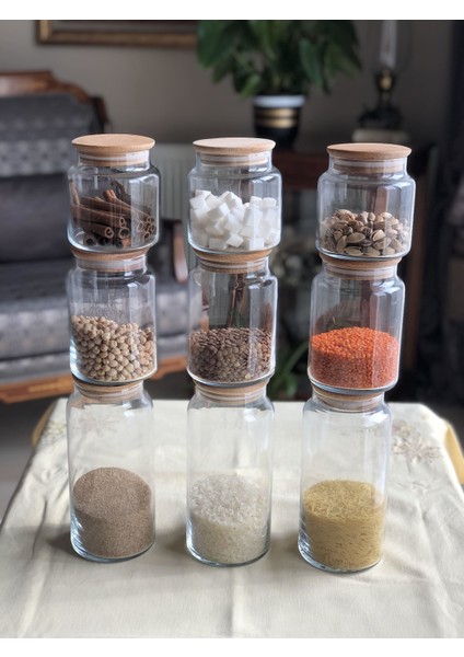 Bambu Vakumlu Kapaklı 3 Boy Cam Kavanoz 9'lu Set fırsatları