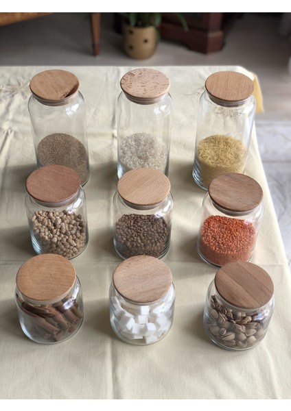 Bambu Vakumlu Kapaklı 3 Boy Cam Kavanoz 9'lu Set indirimleri