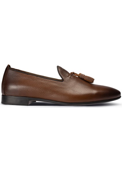 Deri Taba Rengi Erkek Loafer