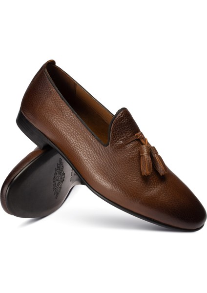 Deri Taba Rengi Erkek Loafer