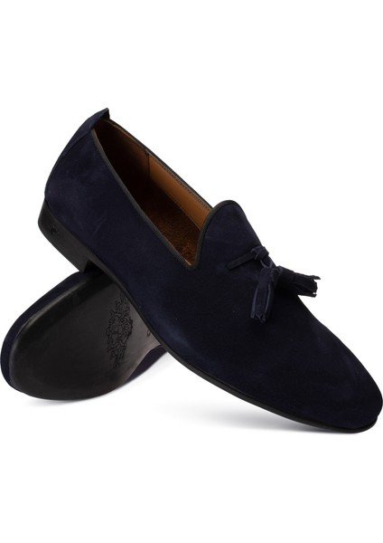 Süet Lacivert Püsküllü Loafer modelleri