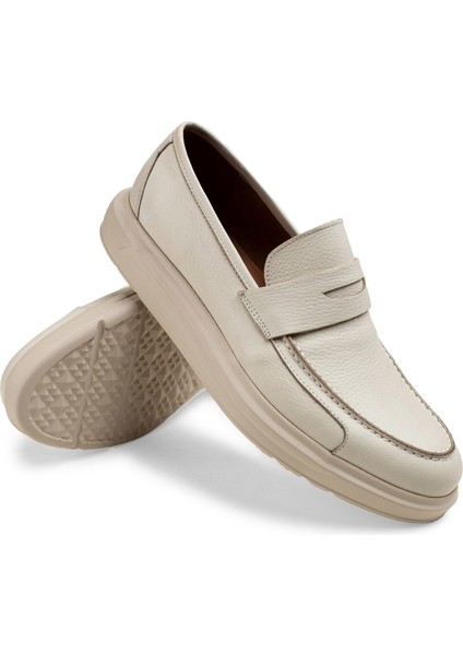 Deri Bej Rengi Comfort Erkek Loafer