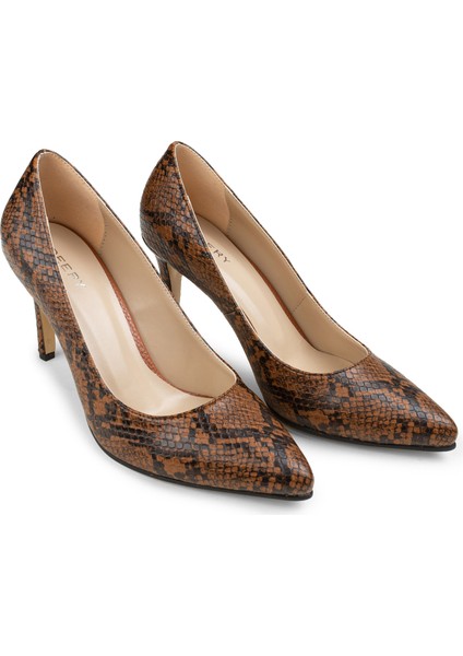 Taba Rengi Yılan Desen Kadın fiyatları