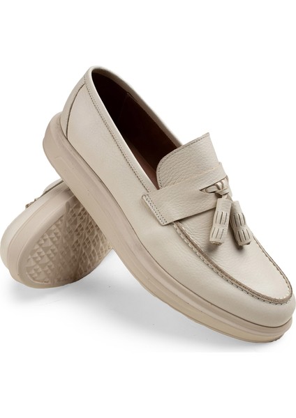 Deri Bej Rengi Comfort Erkek Loafer modelleri