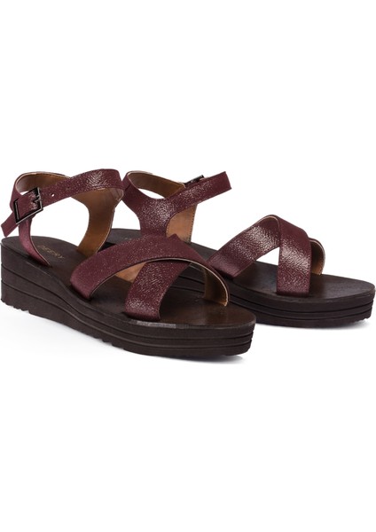 Deri Bordo Kadın Sandalet fiyatları