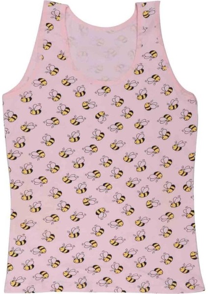 Kalın Askılı Arı Baskılı Kız Çocuk Atlet 3412 | Pembe