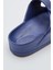 Bayan Lacivert Çift Bantlı Tokalı Terlik 5