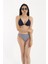 Bikini Altı Beyaz Çizgili Lacivert Bikini Takım 1
