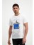 Erkek Bisiklet Yaka Baskılı T-Shirt 1
