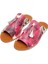 Kadın Vegan Deri Pembe Terlik - Flowers On My Shoes Tasarım 1