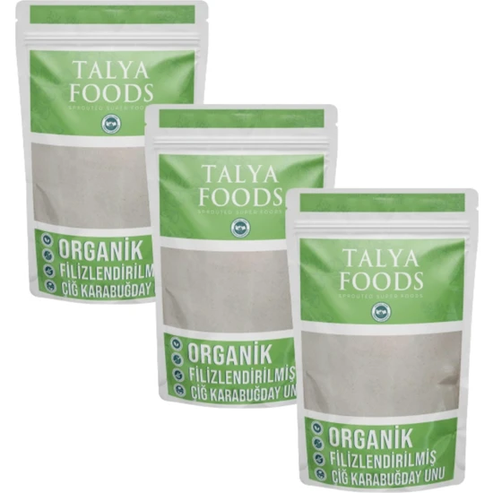 Talya Foods Organik Filizlendirilmiş Çiğ Karabuğday Unu 3 x 500 Gr